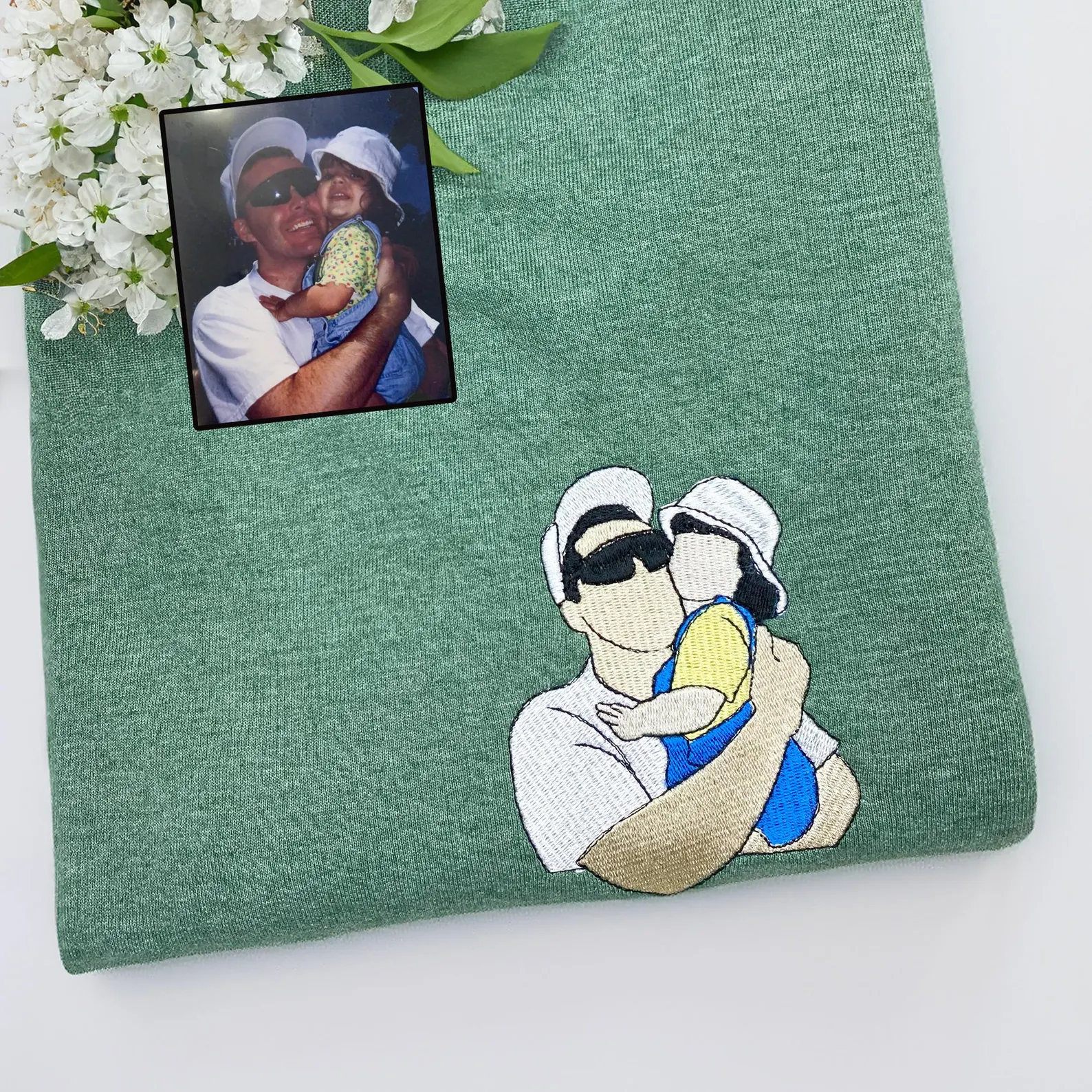 Custom Embroidered Photo Portrait Sweatshirt For dad,papa,papà,papá,pai