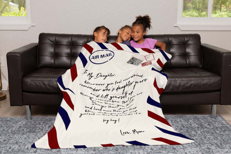Personalized Letter Blanket to My Daughter Airmail Blanket