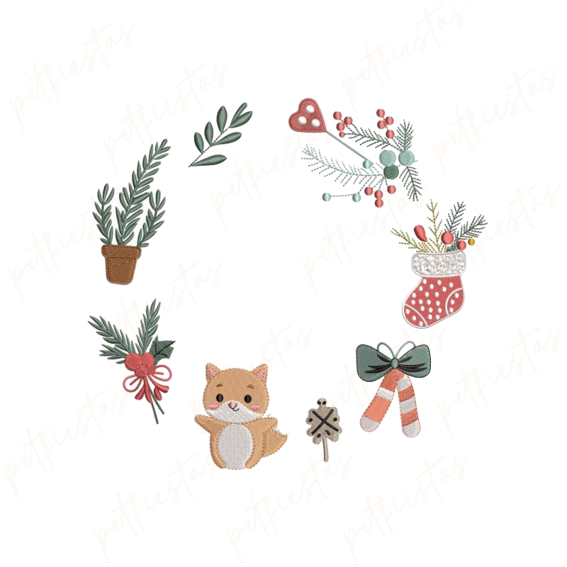 Custom Pet Portrait Christmas Sweatshirt with Festive Embroidered Elements