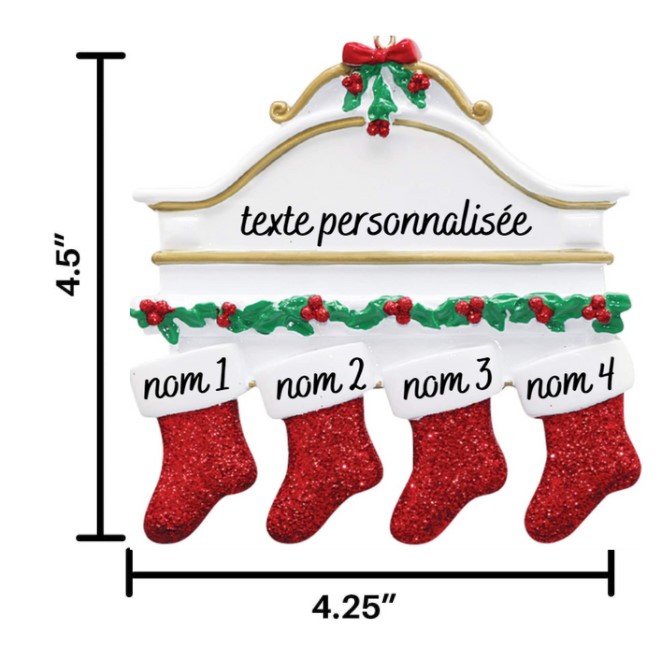 Personalized Christmas Stocking Ornaments 2-8 Names and Editable Text