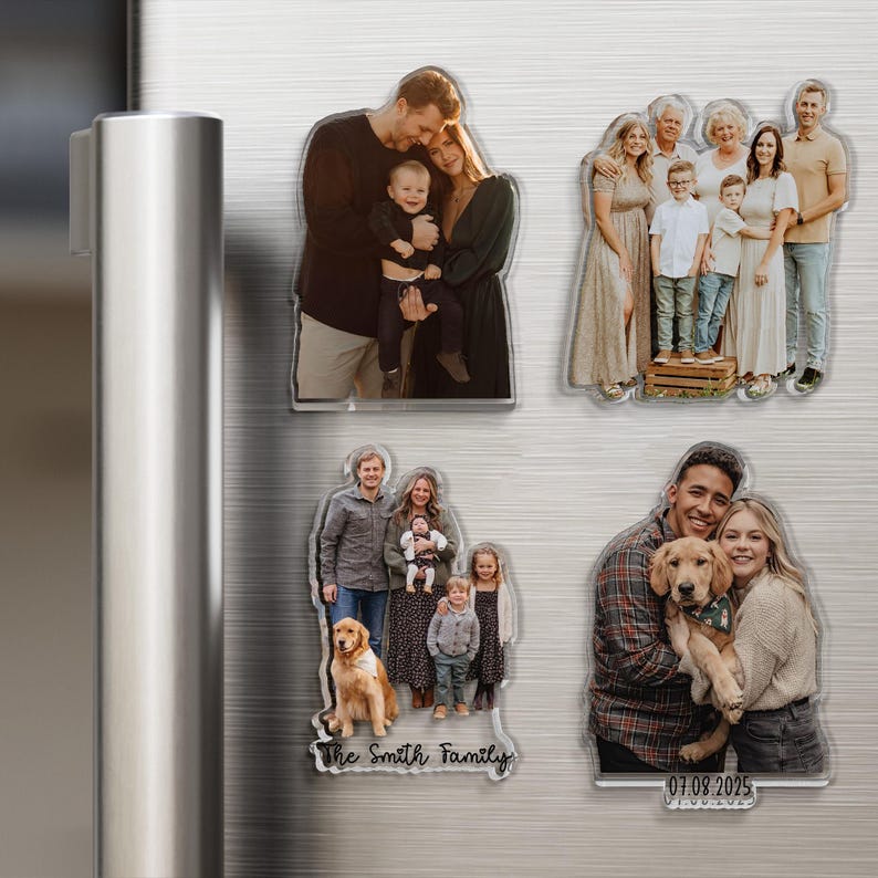 Custom Acrylic Family Photo Magnet, Personalized Family Picture Fridge Magnets