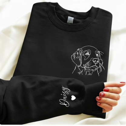Custom Pet Portrait Printed Sweatshirt, Dog Line Art Hoodie