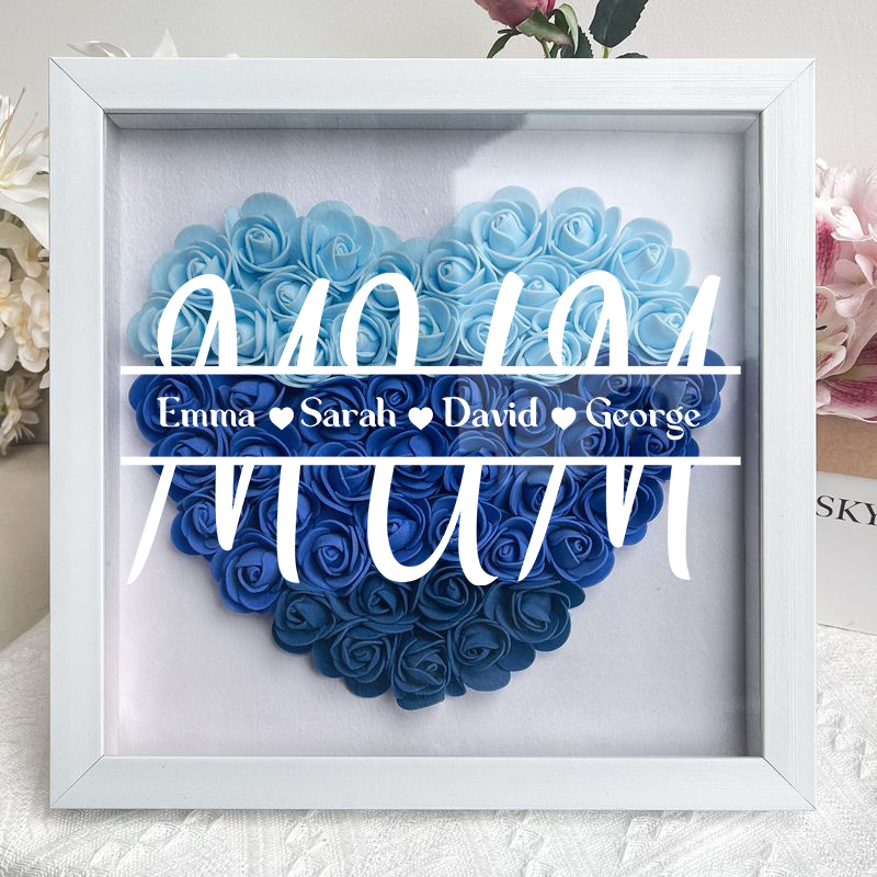 Personalized Flower Shadow Box With Kid's Name - Mother's Day Gift