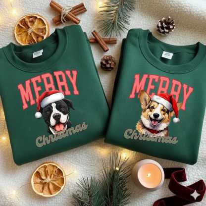 Custom Merry Christmas Dog Sweater, Dog Mom / Dog Dad Sweatshirt