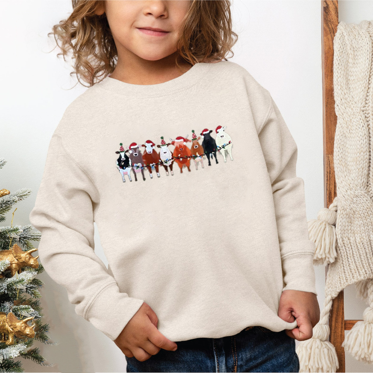 Cow Animals Holiday Christmas Sweatshirt