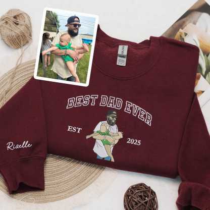 Best Dad Ever Shirt ,Custom Embroidered Portrait From Photo Sweatshirt,Dad Portrait Hoodie