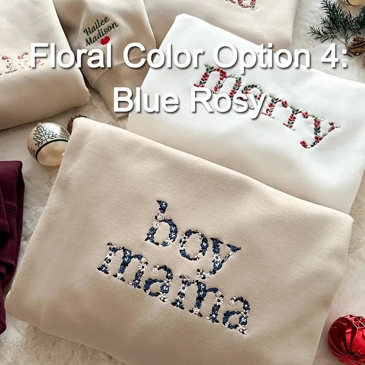 🌸 Custom Embroidered Floral Sweatshirt for Mom & Grandma - Comfort & Love Stitched In