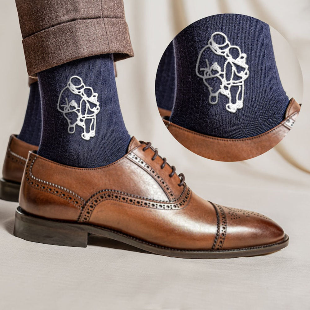 Embroidered Father And Son Socks, Embroidered Line Character Socks, Pure Cotton Socks, Father And Son Photo Socks, Meaningful Sock Gifts, Thin Cotton Vertical Socks-ilovevango