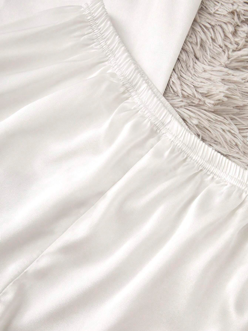 Custom Mama Print White Ice Silk Short Sleeve Top And Shorts, Thin Summer PJ Set, Mothers Day Gift-ilovevango