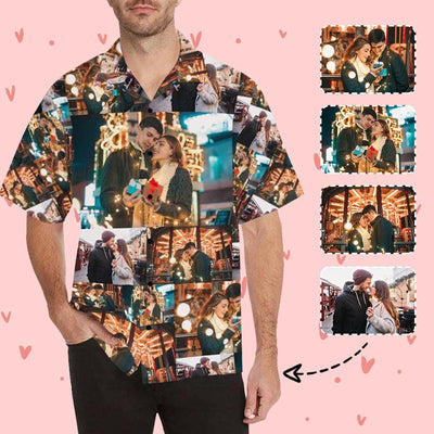 Custom Image Hawaiian Shirt with Photo Big Love Photo Custom All Over Print Hawaiian Shirt Gift for Husband or Boyfriend-ilovevango