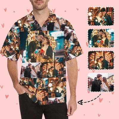 Custom Image Hawaiian Shirt with Photo Big Love Photo Custom All Over Print Hawaiian Shirt Gift for Husband or Boyfriend-ilovevango