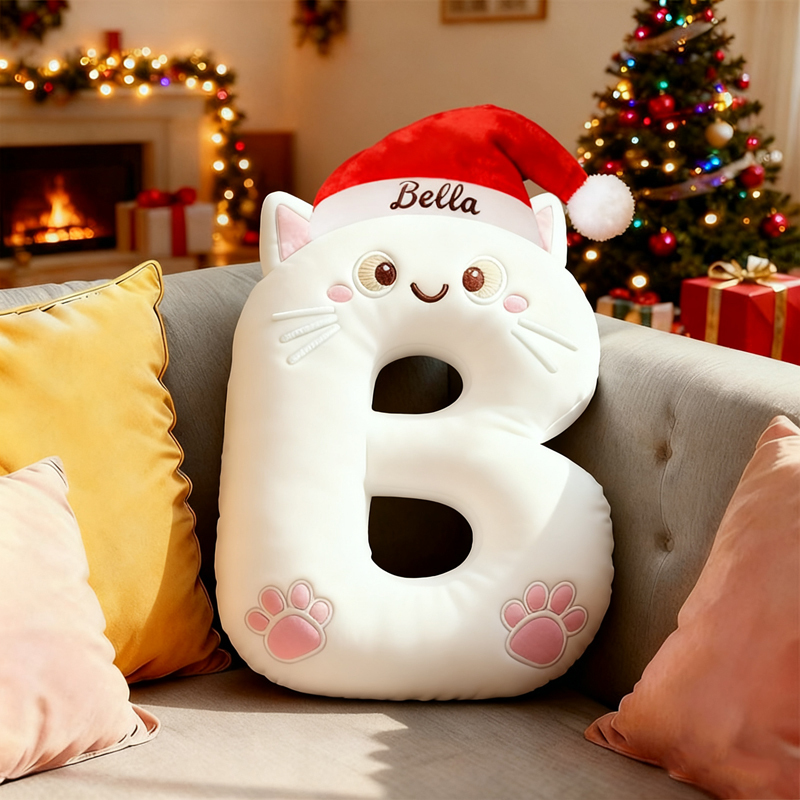 Personalized Pet Lover Letter Christmas Pillow with Custom Name Design