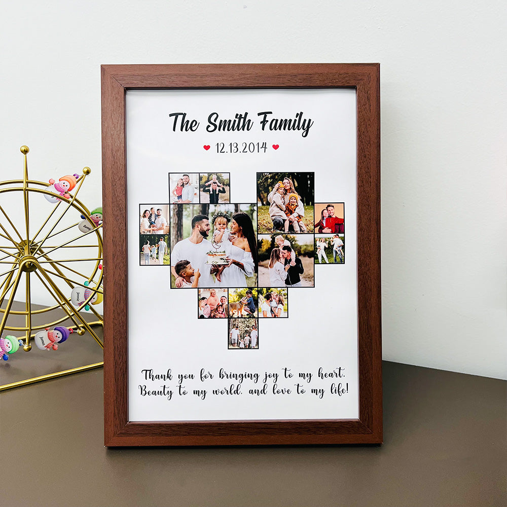 Custom Heart Photo Frame with Name And Date For Love Couple Gift