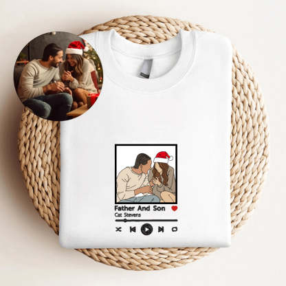 Gifts For Christmas Custom Embroidered Sweatshirt Portrait Music Player Family Gift