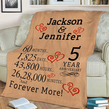 Anniversary Blanket For Couples, Fleece Blanket With Couple Names And Anniversary Year, Customized Blanket For Anniversary-ilovevango