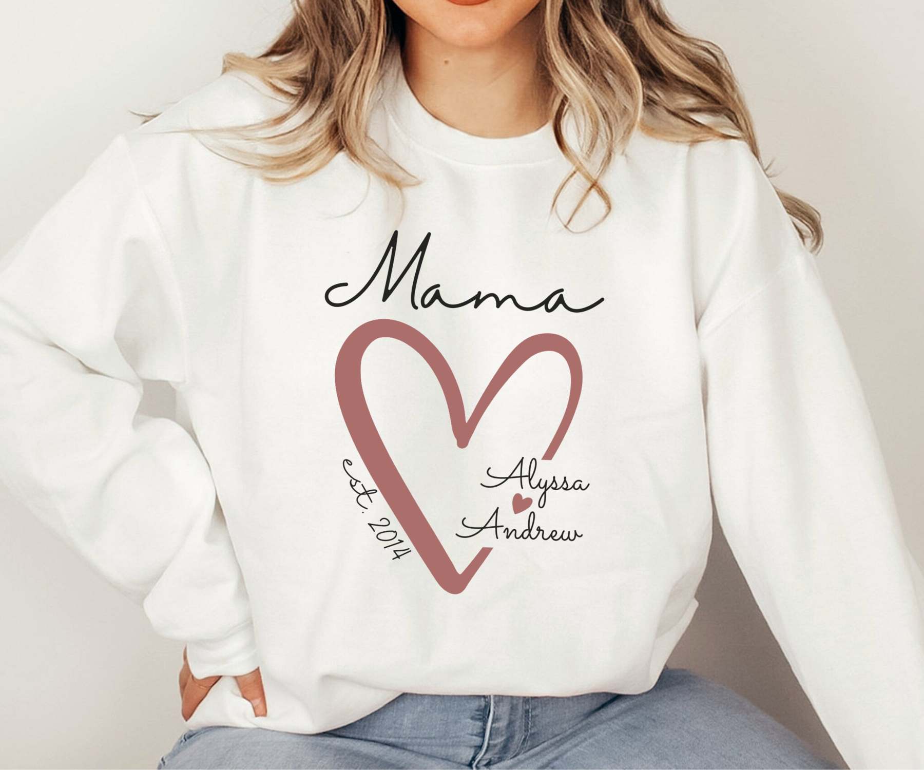 Mama Sweatshirt, Personalized Sweatshirt, Mama Est Sweatshirt, Mama Sweatshirt With Kid Name, Mama Sweatshirt With Names-ilovevango