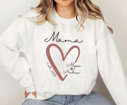 Mama Sweatshirt, Personalized Sweatshirt, Mama Est Sweatshirt, Mama Sweatshirt With Kid Name, Mama Sweatshirt With Names-ilovevango