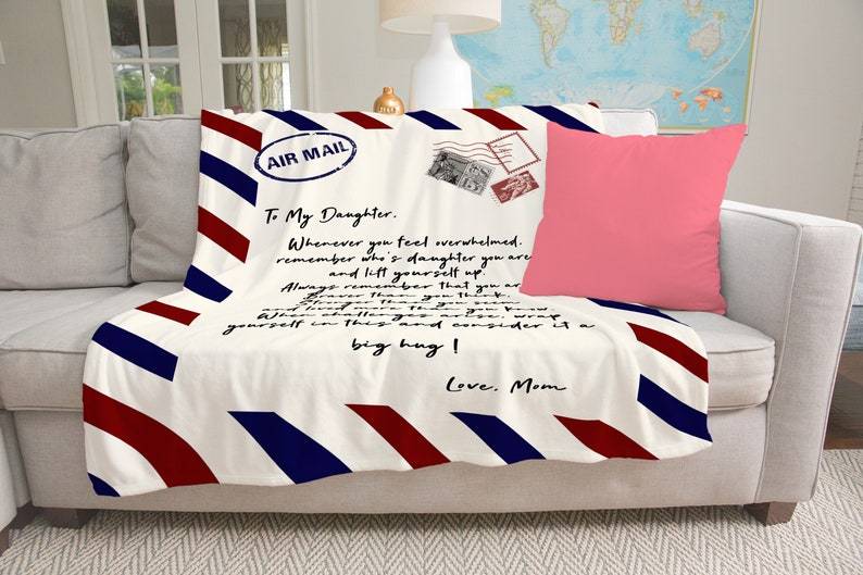 Personalized Letter Blanket to My Daughter Airmail Blanket