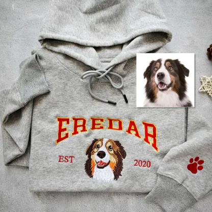 Custom Embroidered Sweatshirt With Pet Portrait and Name