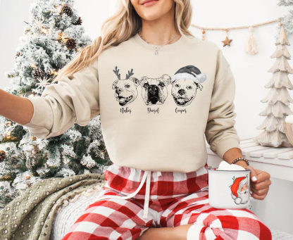 Custom Pet Photo + Name Printing T-shirt Custom Dog Cat Graphic Tee Sweatshirt Hoodie