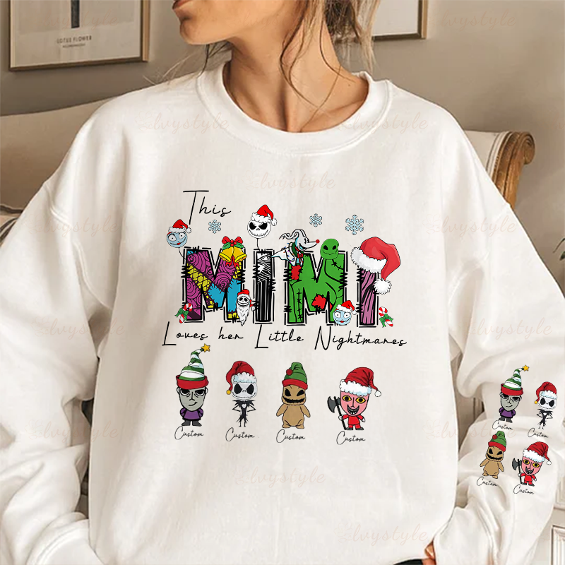 Personalized This Mimi Loves Her Little Nightmares Sweatshirt, Custom Nightmare Christmas Mimi Shirt With Kids Name, Christmas Family Gift