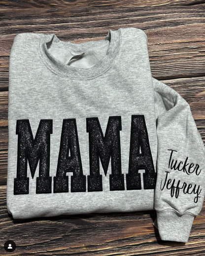 Custom Embroidered Applique Glitter Mama Sweatshirt - Gift for Mom