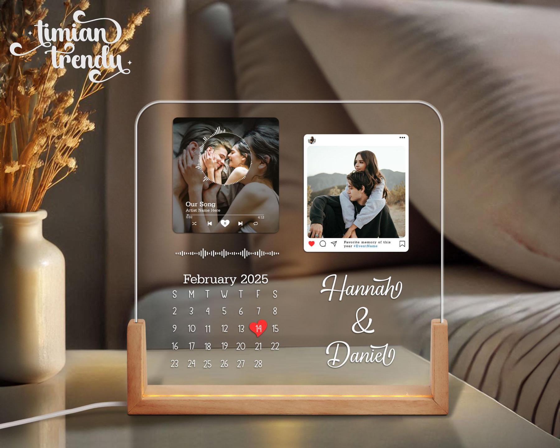 Personalized LED Picture Frame with Custom Date & Favorite Song, Perfect Gift for Special Occasions 💖