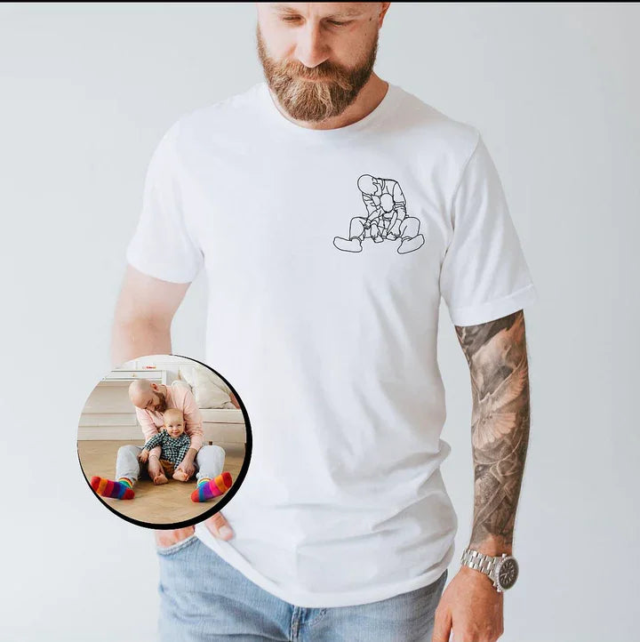 Pamaviva Custom Dad Portrait Outline Embroidered Sweatshirt Personalized Papà Papá Pai Gift