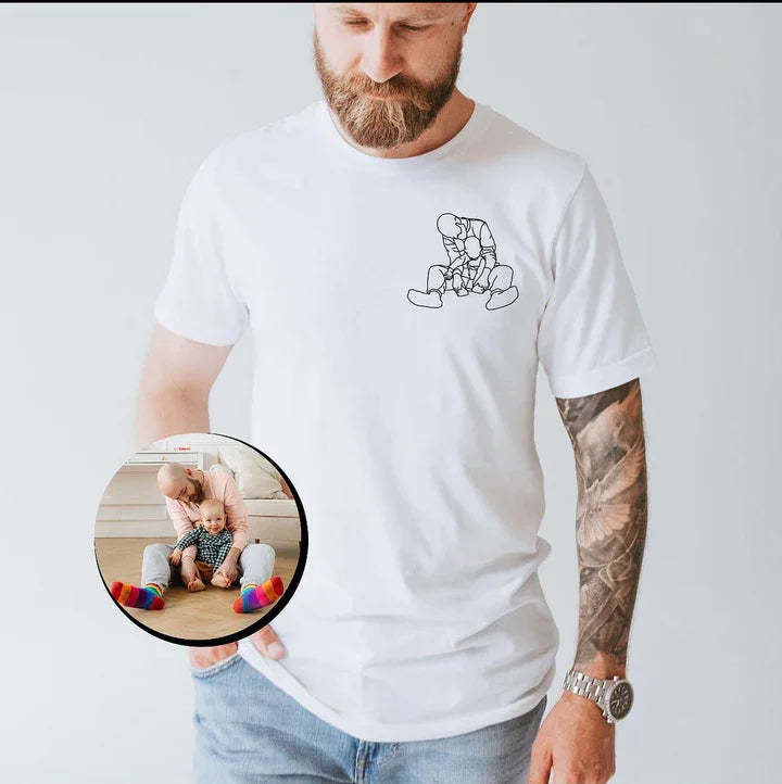 Pamaviva Custom Dad Portrait Outline Embroidered Sweatshirt Personalized Papà Papá Pai Gift