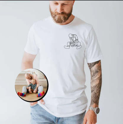 Pamaviva Custom Dad Portrait Outline Embroidered Sweatshirt Personalized Papà Papá Pai Gift