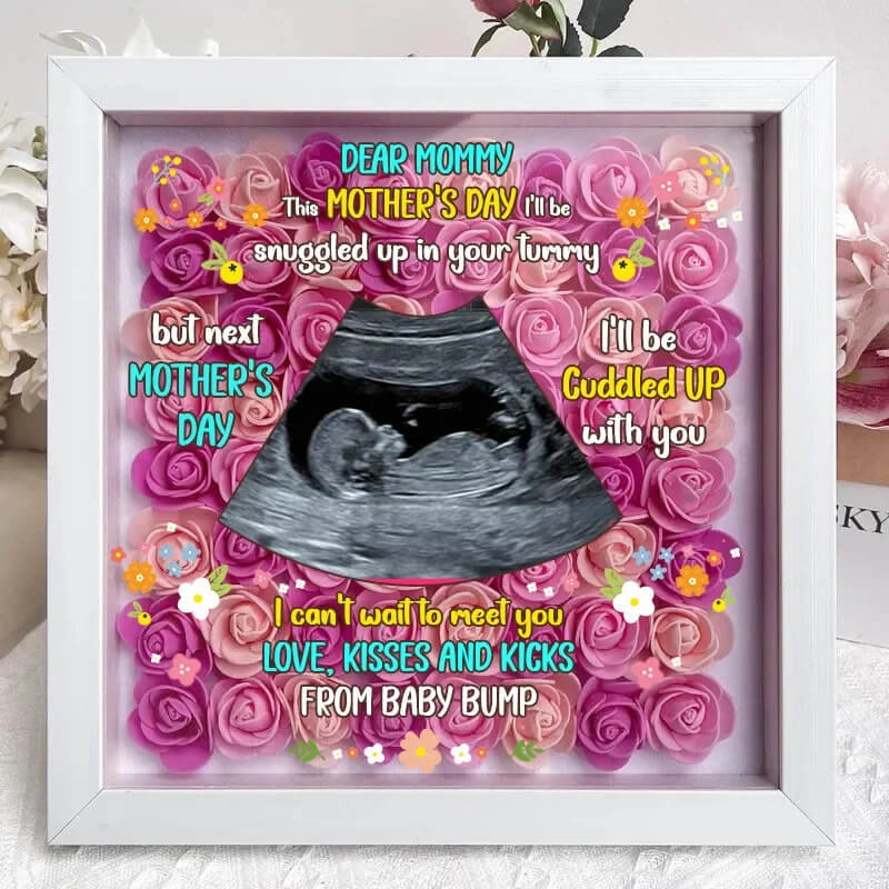 Personalized Flower Shadow Box Ultrasound For New Mom