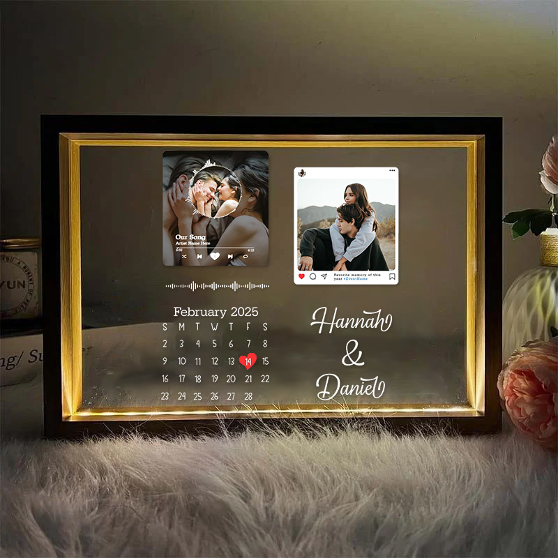 Personalized LED Picture Frame with Custom Date & Favorite Song, Perfe