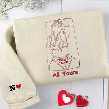 Custom Embroidered Sweatshirt – Personalized Sexy Portrait Gift for Him 💕🔥