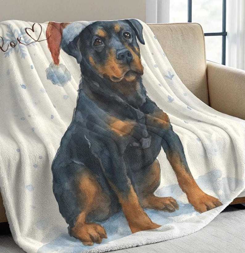 Personalized Pet Blanket with Watercolor Snowflake Design