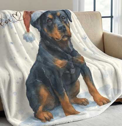 Personalized Pet Blanket with Watercolor Snowflake Design