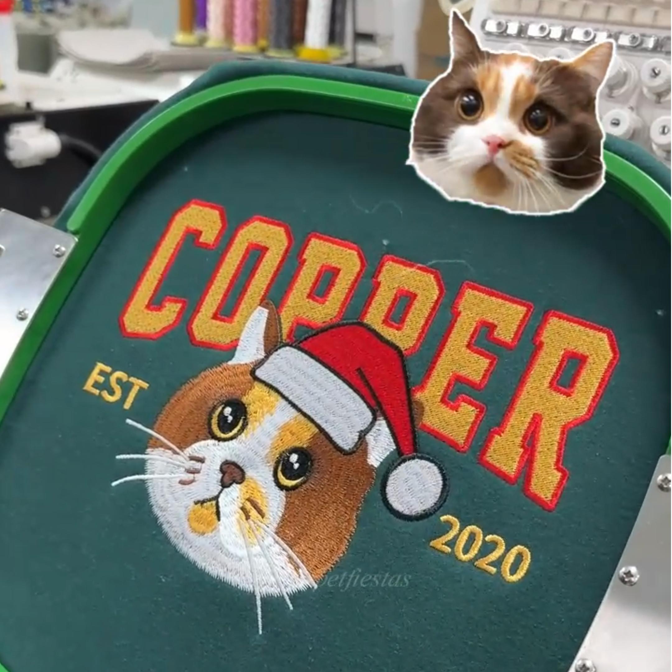 Customized Pet Face Pattern Christmas Reindeer Embroidered Sweatshirt/Hoodie