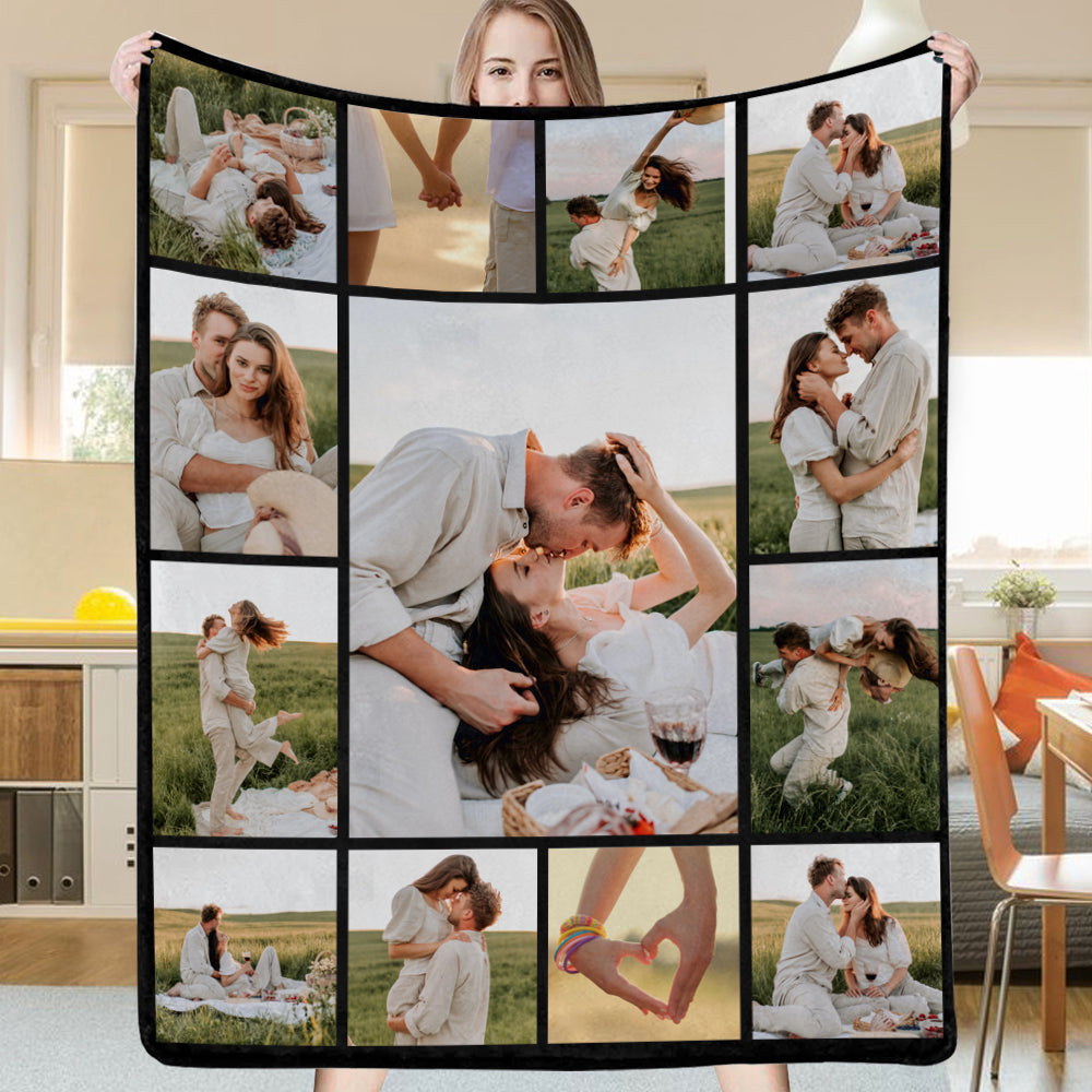Custom 13 Photos Blanket Fleece Blanket for Him-ilovevango