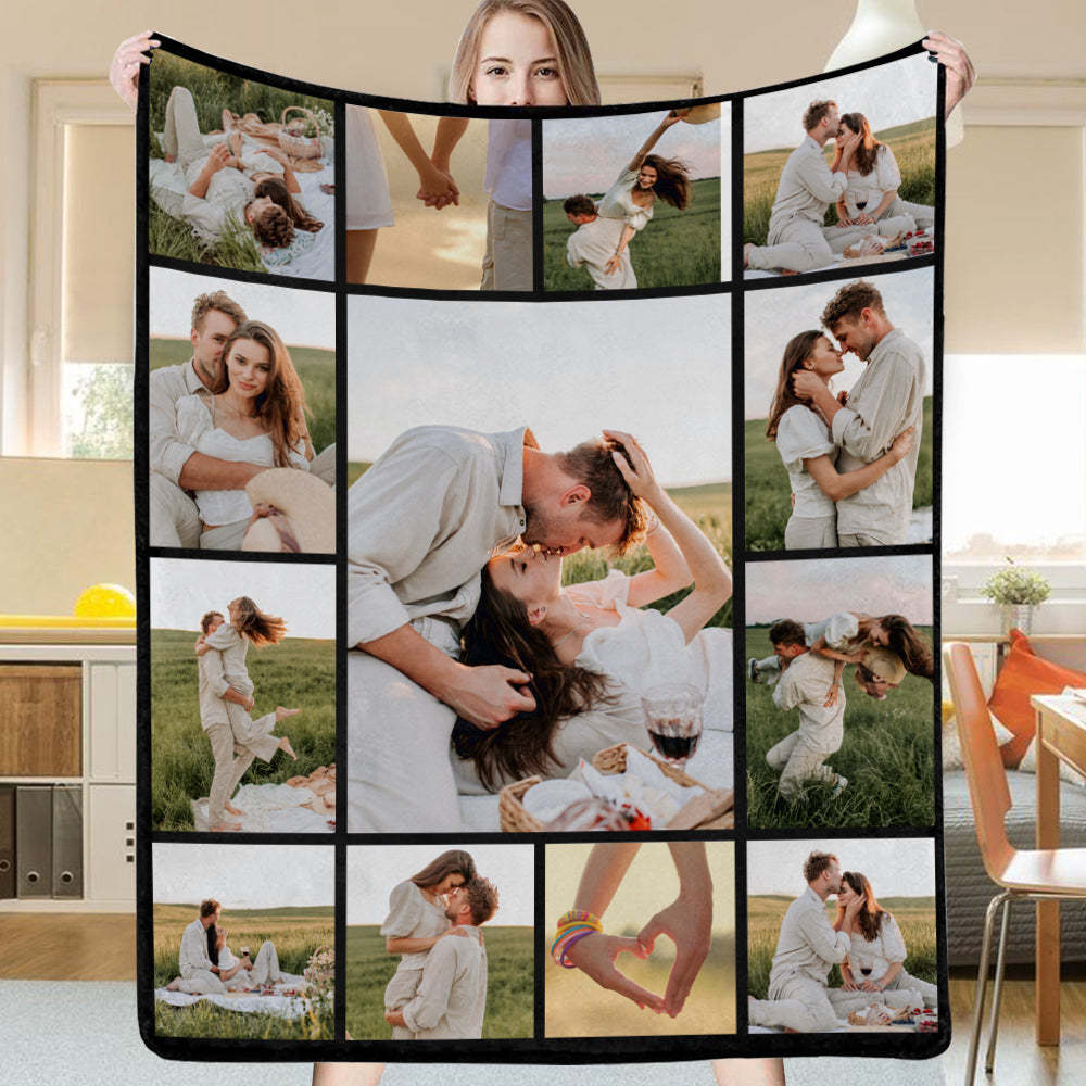 Custom 13 Photos Blanket Fleece Blanket for Him-ilovevango