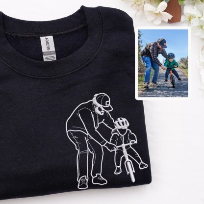 Pamaviva Custom Dad Portrait Outline Embroidered Sweatshirt Personalized Papà Papá Pai Gift