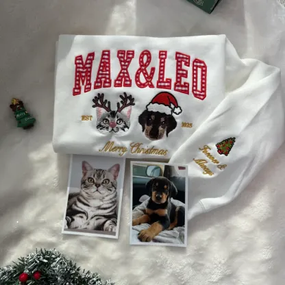 Personalized Pet Photo Embroidered Fashion Patch Sweatshirt With Side Bow
