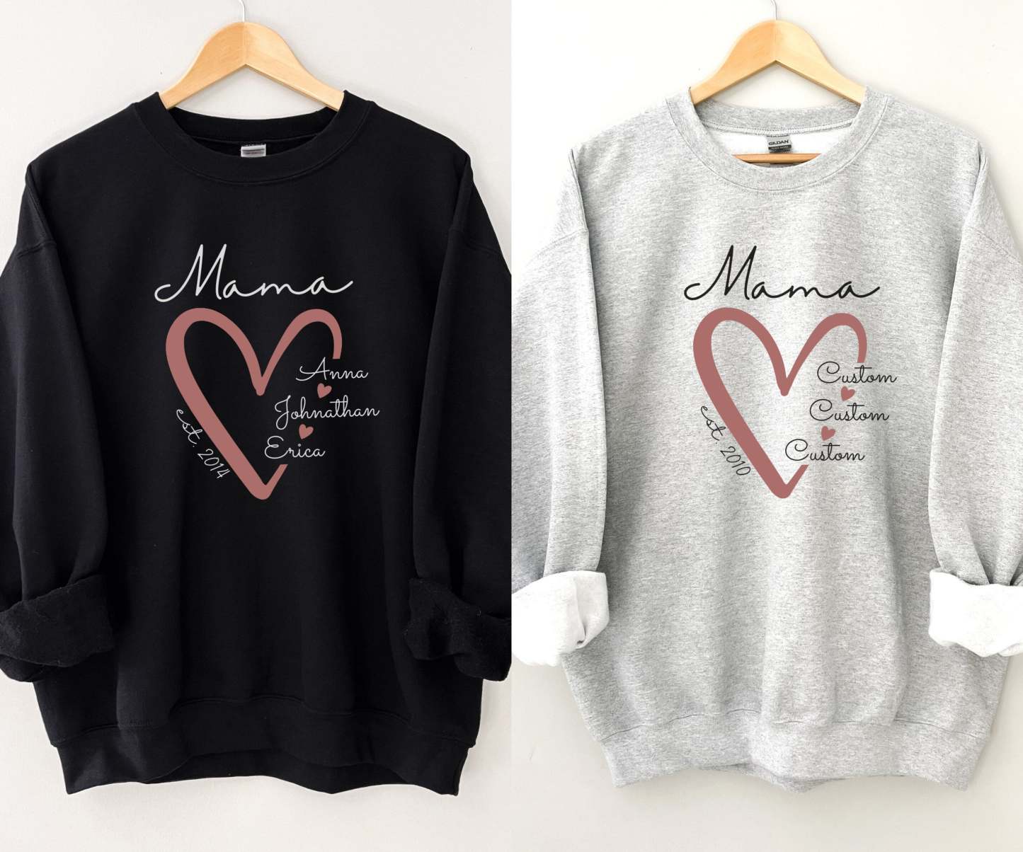 Mama Sweatshirt, Personalized Sweatshirt, Mama Est Sweatshirt, Mama Sweatshirt With Kid Name, Mama Sweatshirt With Names-ilovevango