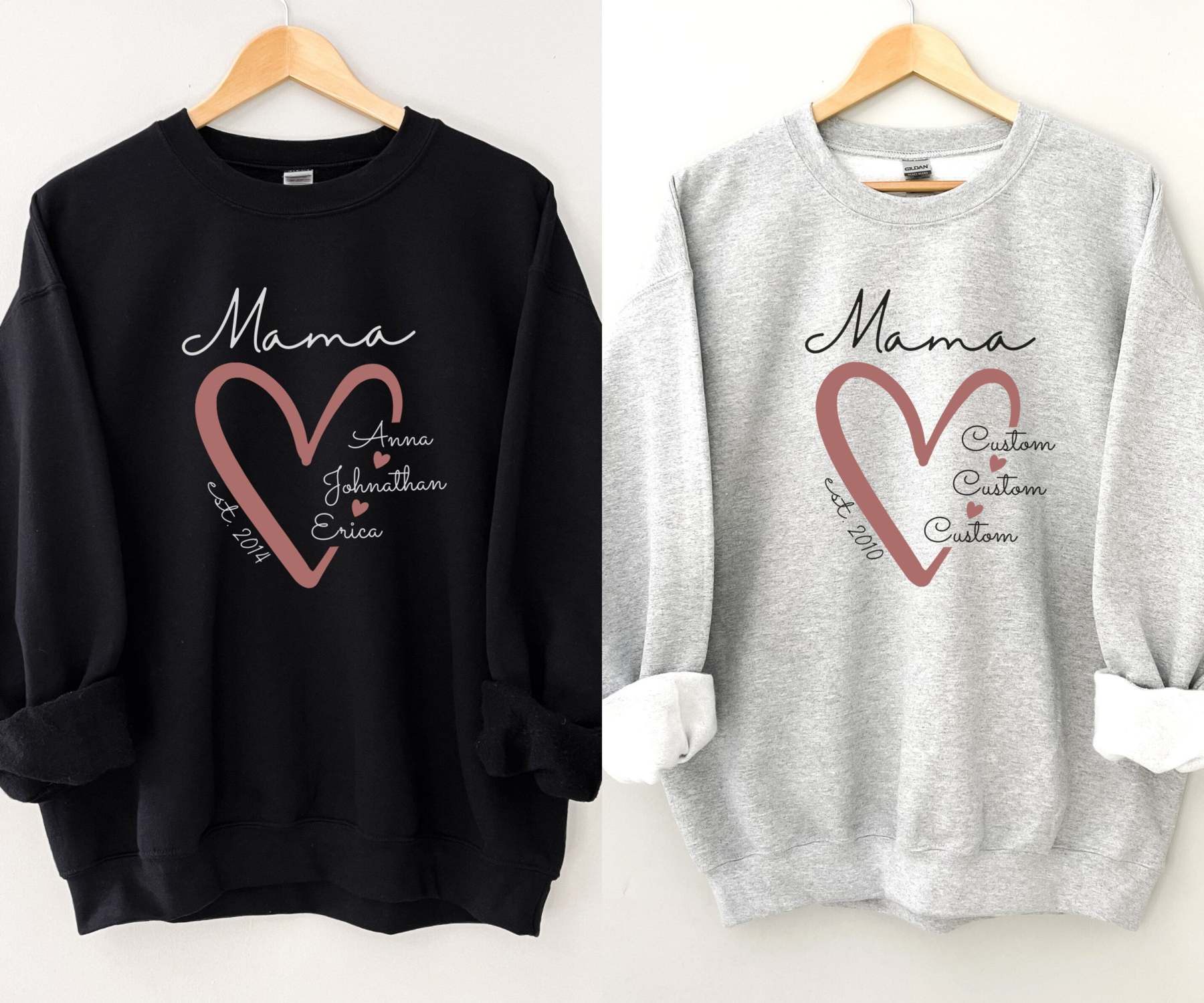 Mama Sweatshirt, Personalized Sweatshirt, Mama Est Sweatshirt, Mama Sweatshirt With Kid Name, Mama Sweatshirt With Names-ilovevango