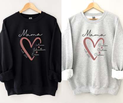 Mama Sweatshirt, Personalized Sweatshirt, Mama Est Sweatshirt, Mama Sweatshirt With Kid Name, Mama Sweatshirt With Names-ilovevango