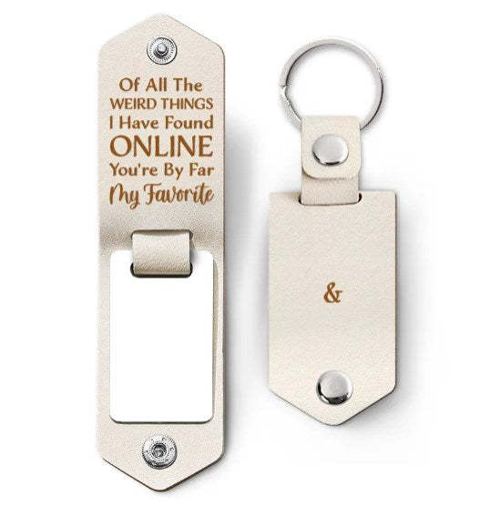 Custom Photo You Are My Favorite - Gift For Couples - Personalized Leather Photo Keychain