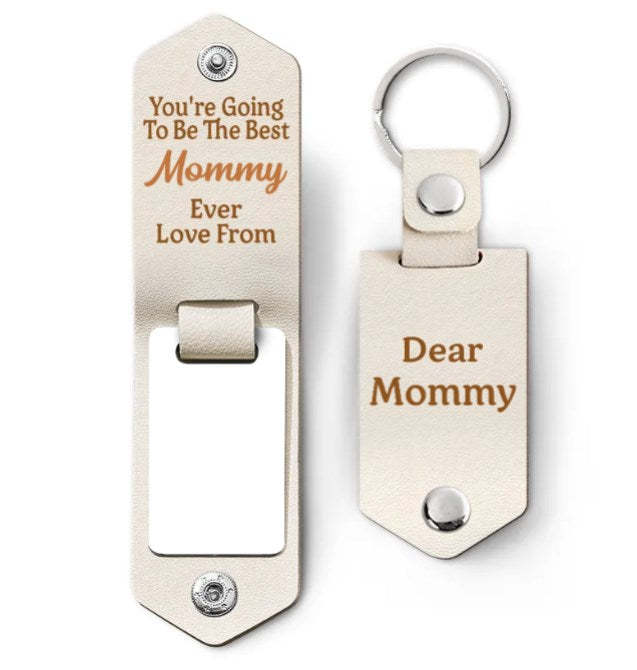 Custom Photo Going To Be The Best - Gift For Mom, Dad, New Parents - Personalized Leather Photo Keychain-ilovevango