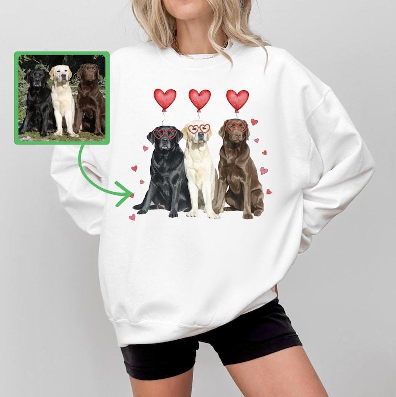 Personalized Dog Valentine Tee & Hoodie with Heart Balloon Print