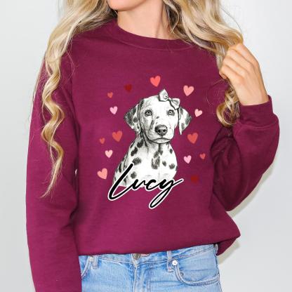 Custom Dog Heart Printed Shirt with Photo, Valentine Dog Sweatshirt Dog Mom Tee
