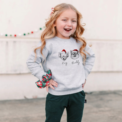 PetFiestas® Custom Dog/Cat Santa Hat Graphic Crewneck Sweatshirt Hoodie