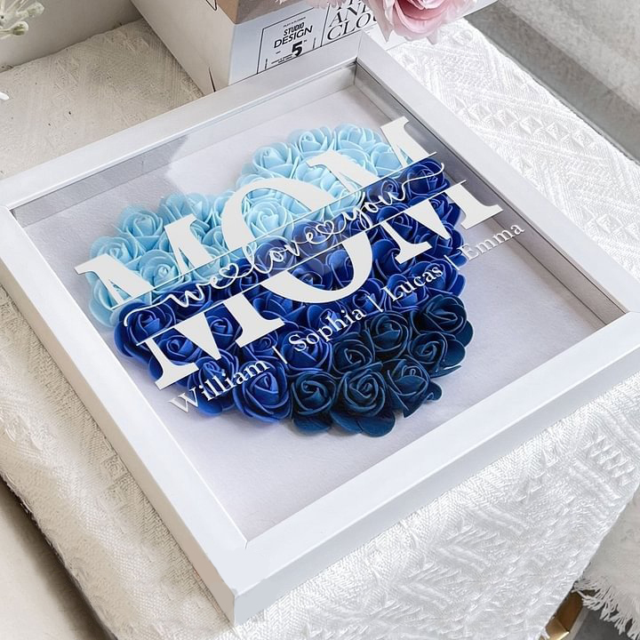 Mum We Love You - Personalized Flower Shadow Box
