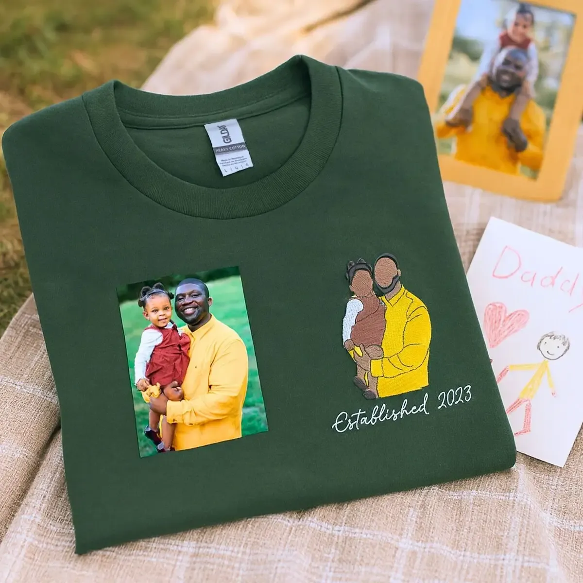 Custom Embroidered Photo Portrait Sweatshirt For dad,papa,papà,papá,pai